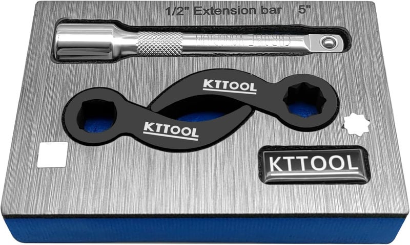 KTTOOL Store 3 Pcs Pry Bar Wrench Adaptor Head, 2025 New Crowbar Adapter Head Tool, Half Shaft Removal Car Repairing Tools with Extension Bar for Tight Spaces, 1/2" D 4pt & 8pt Profile - Image 1